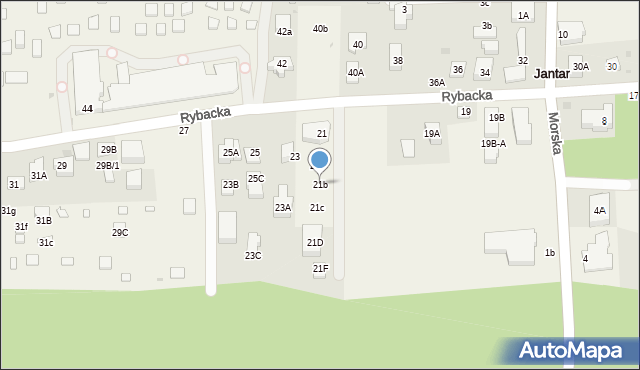 Jantar, Rybacka, 21b, mapa Jantar