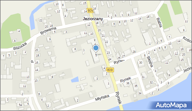 Jeziorzany, Rynek, 5, mapa Jeziorzany