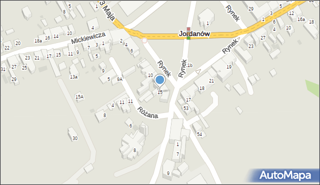 Jordanów, Rynek, 15, mapa Jordanów