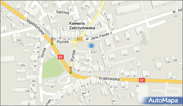 Kalwaria Zebrzydowska, Rynek, 2, mapa Kalwaria Zebrzydowska