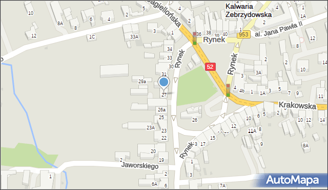Kalwaria Zebrzydowska, Rynek, 27, mapa Kalwaria Zebrzydowska