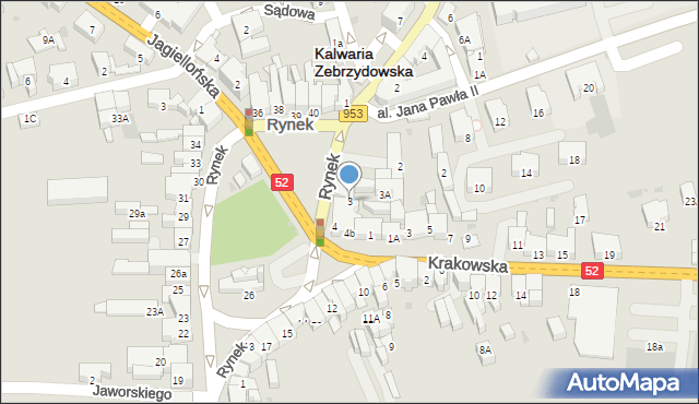Kalwaria Zebrzydowska, Rynek, 3, mapa Kalwaria Zebrzydowska
