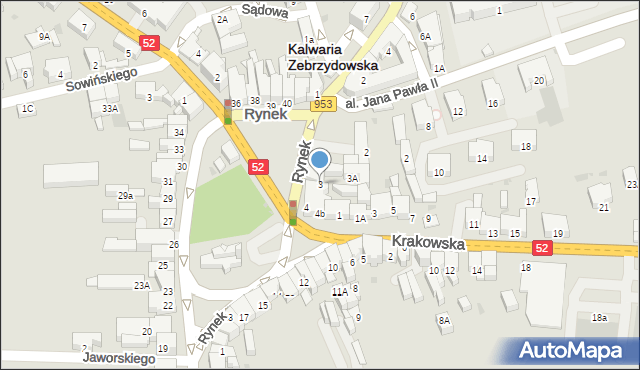 Kalwaria Zebrzydowska, Rynek, 3, mapa Kalwaria Zebrzydowska