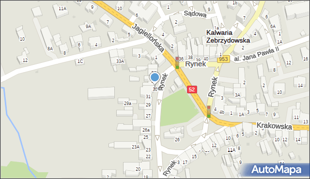 Kalwaria Zebrzydowska, Rynek, 30, mapa Kalwaria Zebrzydowska