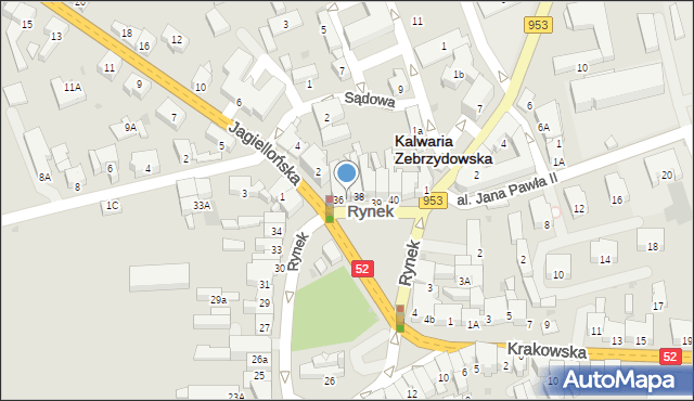 Kalwaria Zebrzydowska, Rynek, 37, mapa Kalwaria Zebrzydowska