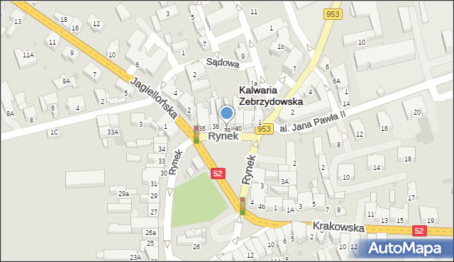 Kalwaria Zebrzydowska, Rynek, 39, mapa Kalwaria Zebrzydowska
