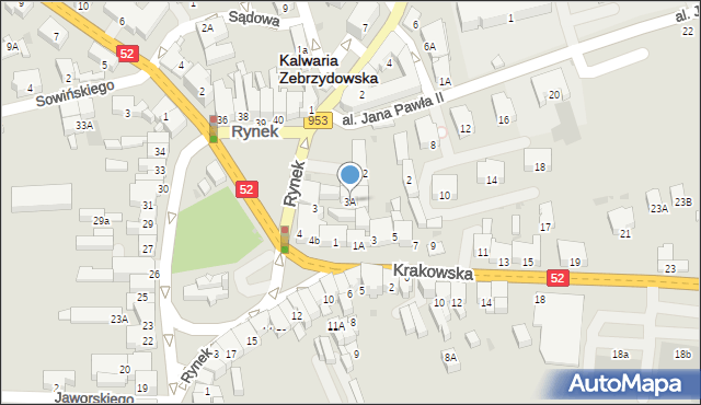 Kalwaria Zebrzydowska, Rynek, 3A, mapa Kalwaria Zebrzydowska