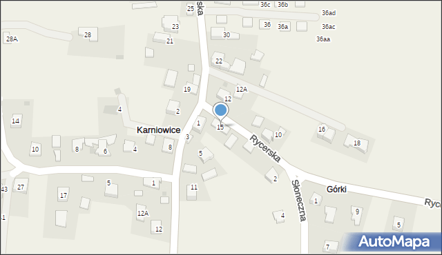 Karniowice, Rycerska, 15, mapa Karniowice