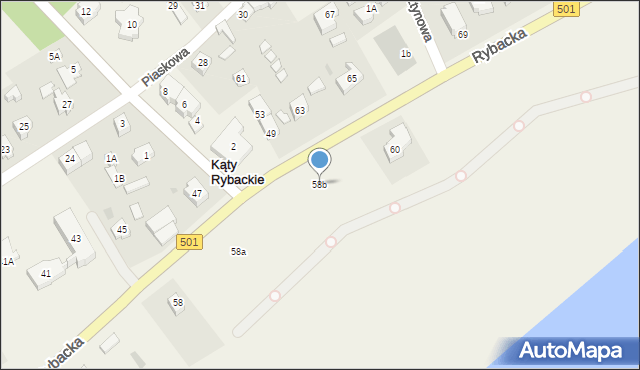 Kąty Rybackie, Rybacka, 58b, mapa Kąty Rybackie