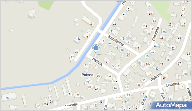 Kielce, Rybna, 1, mapa Kielc