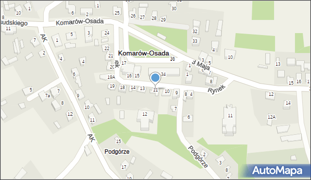 Komarów-Osada, Rynek, 11, mapa Komarów-Osada