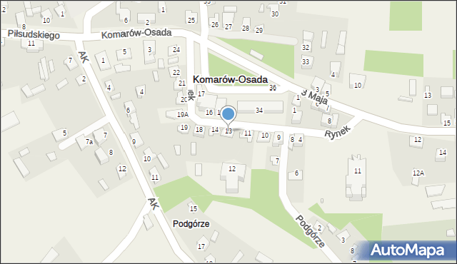 Komarów-Osada, Rynek, 13, mapa Komarów-Osada