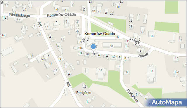 Komarów-Osada, Rynek, 14, mapa Komarów-Osada