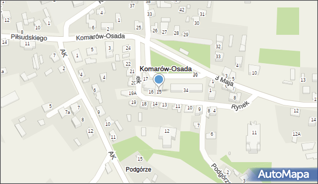 Komarów-Osada, Rynek, 15, mapa Komarów-Osada