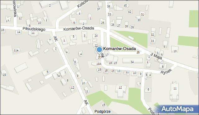 Komarów-Osada, Rynek, 20, mapa Komarów-Osada