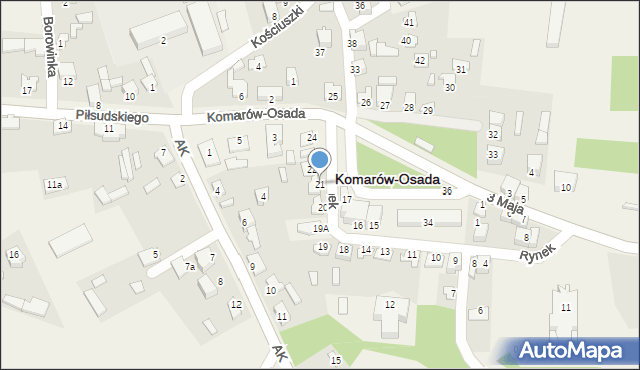 Komarów-Osada, Rynek, 21, mapa Komarów-Osada