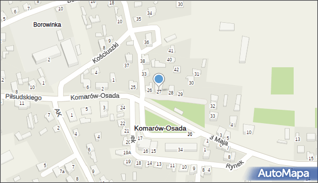 Komarów-Osada, Rynek, 27, mapa Komarów-Osada