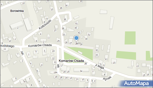 Komarów-Osada, Rynek, 28, mapa Komarów-Osada