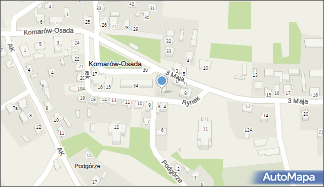 Komarów-Osada, Rynek, 3, mapa Komarów-Osada