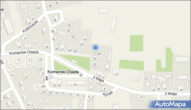 Komarów-Osada, Rynek, 32a, mapa Komarów-Osada