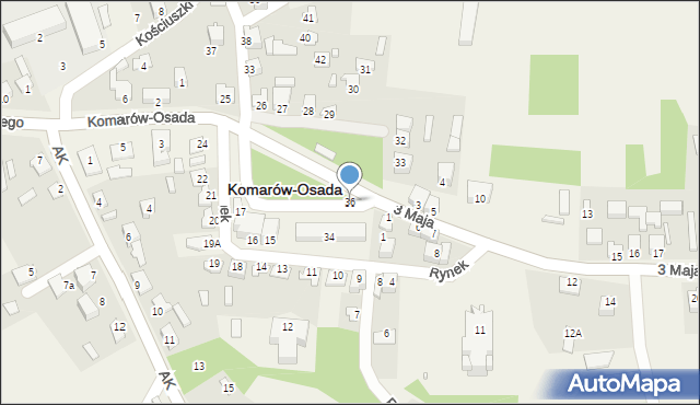 Komarów-Osada, Rynek, 36, mapa Komarów-Osada