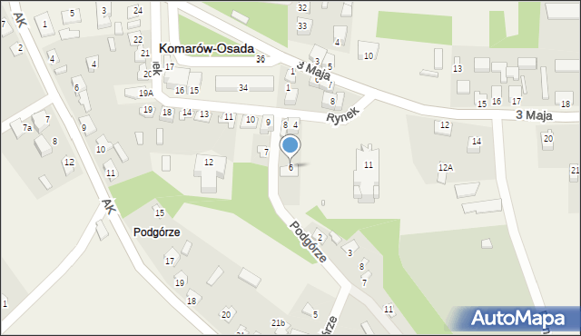 Komarów-Osada, Rynek, 6, mapa Komarów-Osada