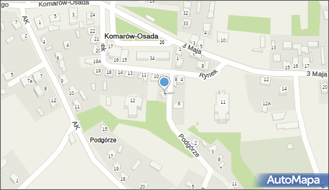 Komarów-Osada, Rynek, 7, mapa Komarów-Osada