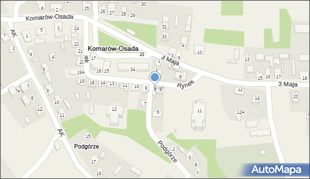 Komarów-Osada, Rynek, 8, mapa Komarów-Osada