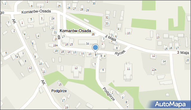 Komarów-Osada, Rynek, 9, mapa Komarów-Osada