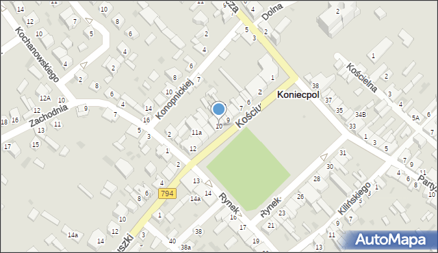 Koniecpol, Rynek, 10, mapa Koniecpol