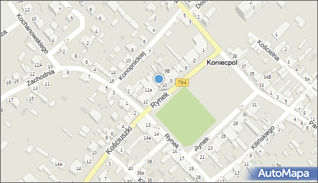 Koniecpol, Rynek, 11, mapa Koniecpol