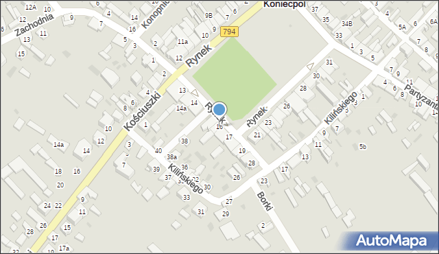 Koniecpol, Rynek, 16, mapa Koniecpol