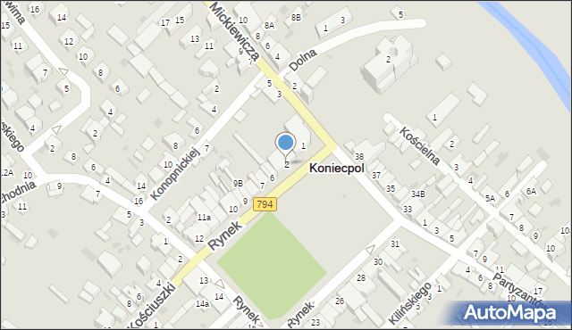 Koniecpol, Rynek, 2, mapa Koniecpol