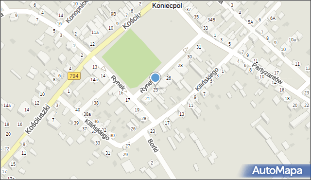 Koniecpol, Rynek, 23, mapa Koniecpol