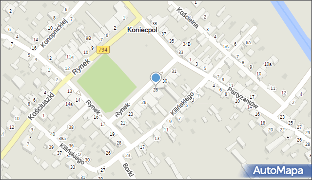 Koniecpol, Rynek, 28, mapa Koniecpol