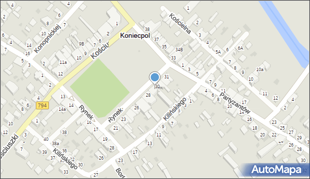 Koniecpol, Rynek, 29, mapa Koniecpol