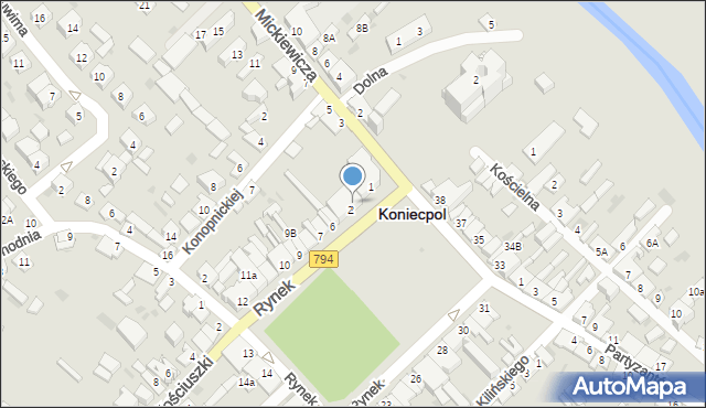 Koniecpol, Rynek, 3, mapa Koniecpol