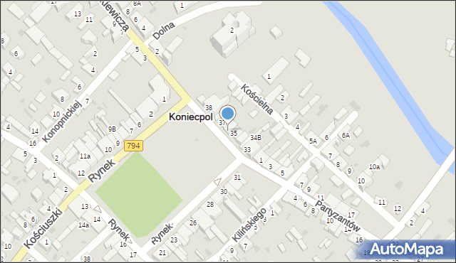 Koniecpol, Rynek, 36, mapa Koniecpol