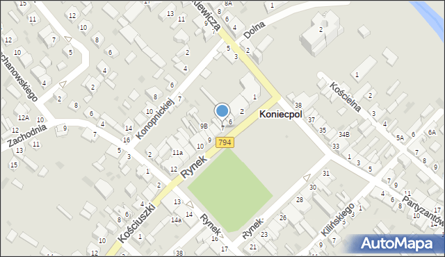 Koniecpol, Rynek, 7, mapa Koniecpol