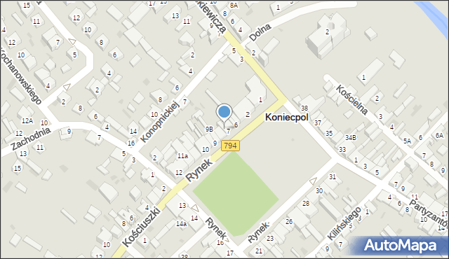 Koniecpol, Rynek, 7B, mapa Koniecpol