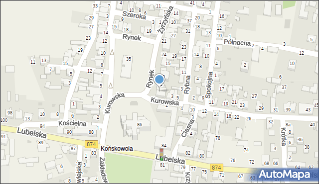 Końskowola, Rynek, 33, mapa Końskowola