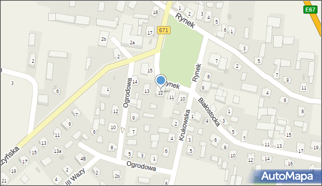 Korycin, Rynek, 12, mapa Korycin