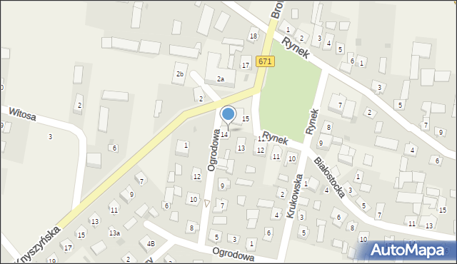 Korycin, Rynek, 14, mapa Korycin