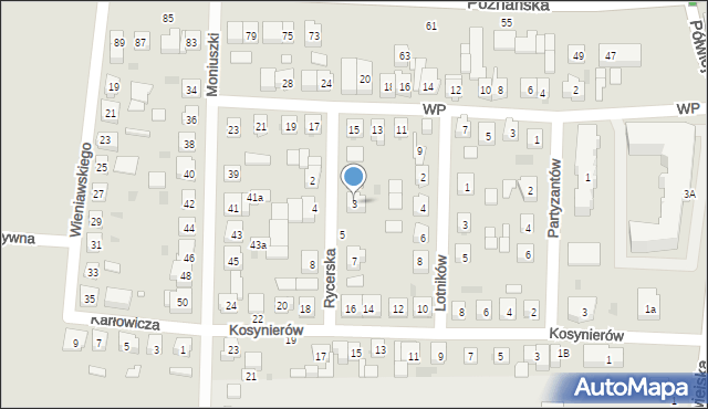 Kostrzyn, Rycerska, 3, mapa Kostrzyn