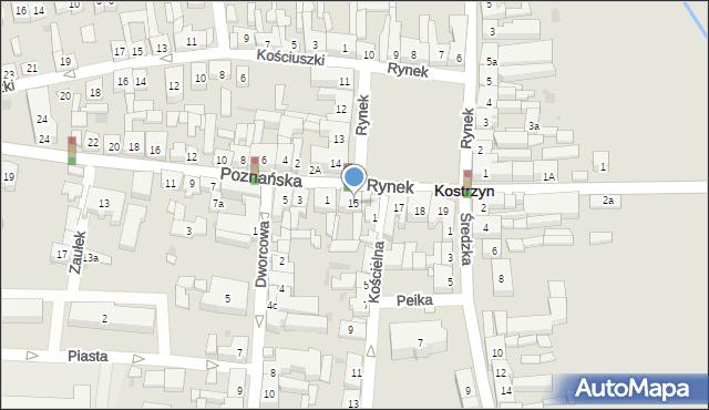 Kostrzyn, Rynek, 15, mapa Kostrzyn