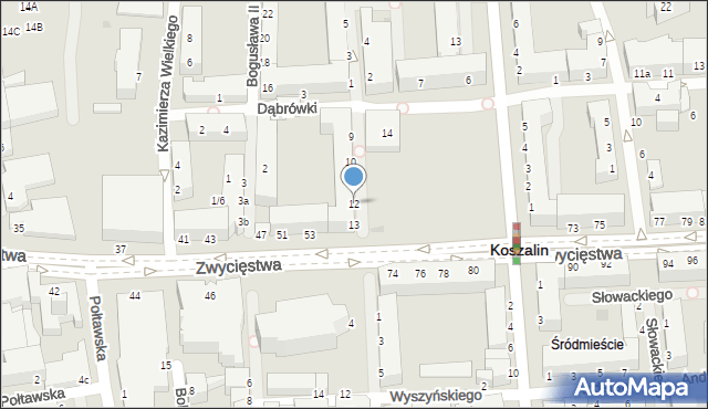 Koszalin, Rynek Staromiejski, 12, mapa Koszalina