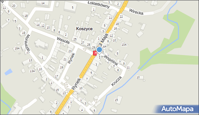 Koszyce, Rynek, 1, mapa Koszyce