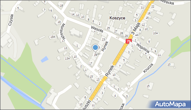 Koszyce, Rynek, 19, mapa Koszyce