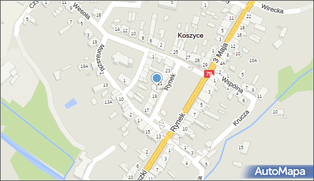 Koszyce, Rynek, 20, mapa Koszyce