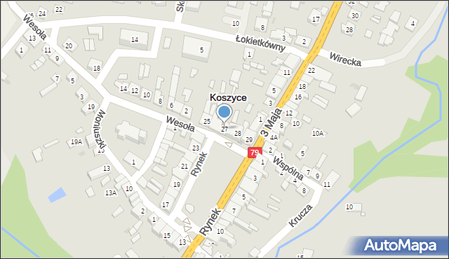 Koszyce, Rynek, 27, mapa Koszyce